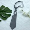 Stripe Gray Horizontal Tie Neck Flower Adults School Casual Decoration Attire