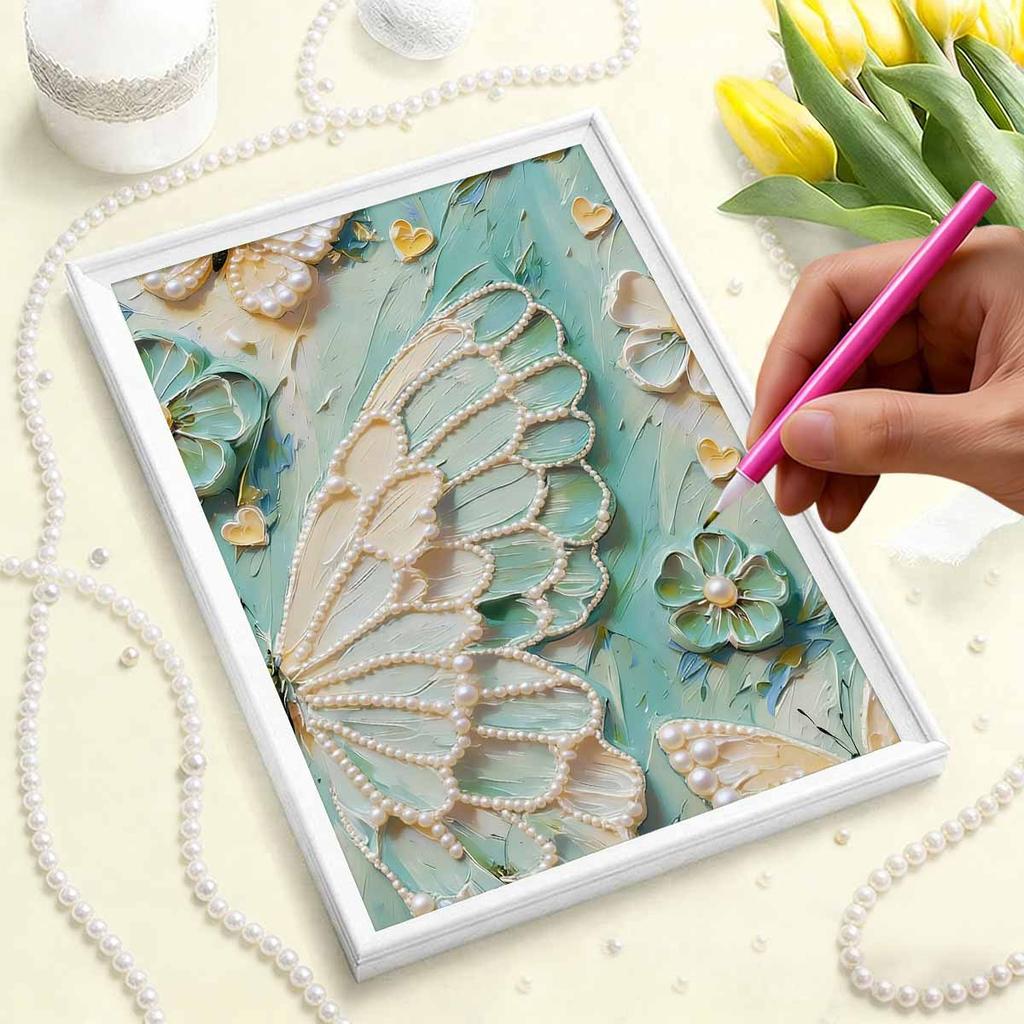 DIY Pearl Painting Set Wings Pattern Home Decoration Handmade Sticky Diamond Creative Canvas Pearl Art Painting Crafts Perfect Gift
