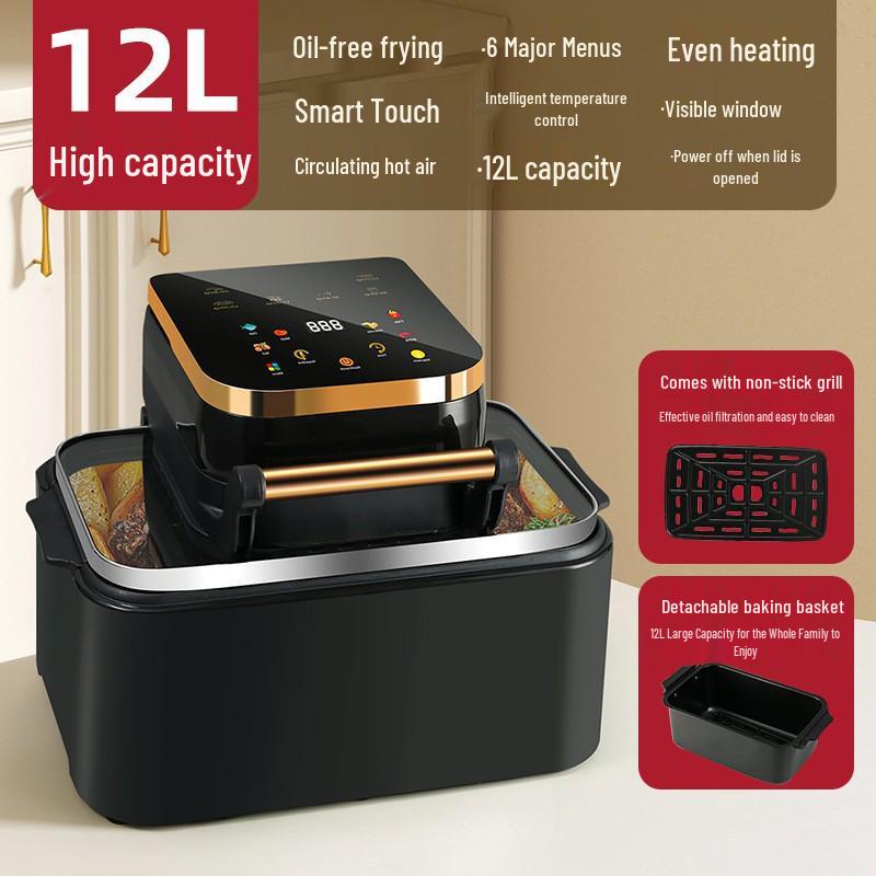 2025 Touch Control Stainless Steel Air Fryer with Large Capacity and Visible Cooking Chamber