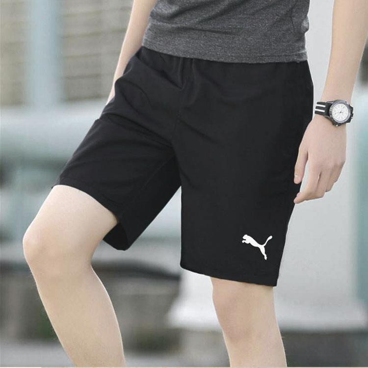 PUMA Logo Print Solid Pattern Sports Casual Shorts Men Bottoms Black 703436-03