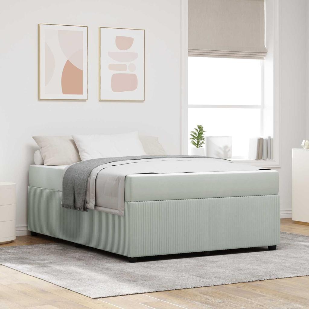 Bed Frame with Mattress Light Grey 160 X 200 Cm Fabric