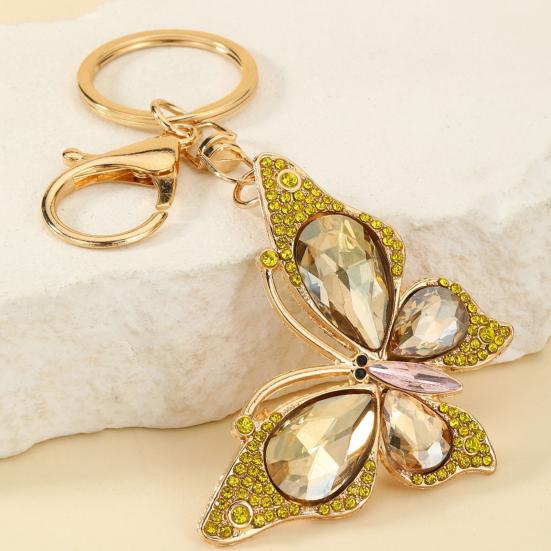 Light Luxury Butterfly Keychain Crystal Pendant Rhinestone Butterfly Keychain Colorful Diamond Butterfly Pendant Sparkling Bag Charm Gift for Women