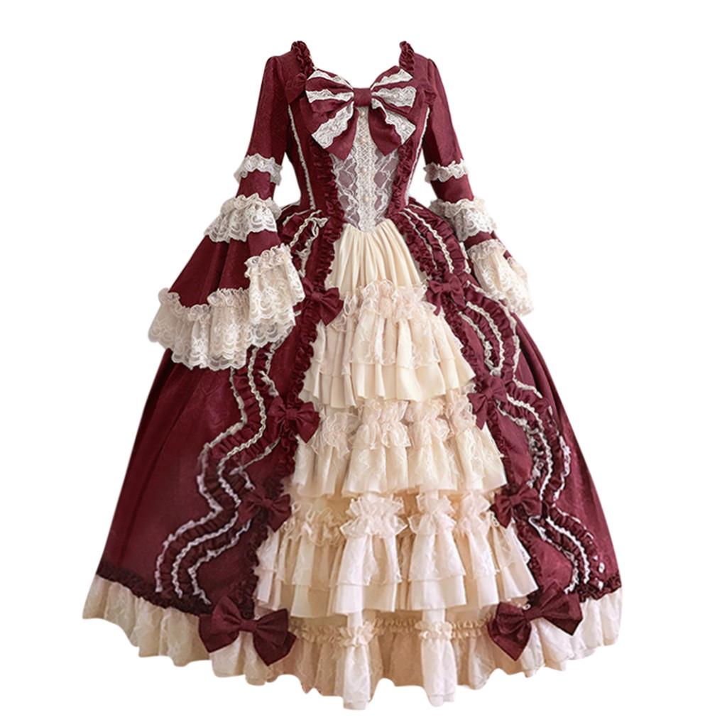 TozuoyouZ Gothic Court Collar Patchwork Dress Princess Bow Ruffle Dress Vintage Dress Costume Cosplay Costume for Women Blue,L TozuoyouZ Gothic Court Collar Patchwork Dress Princess Bow Ruffle Dress Vintage Dress Costume Cosplay Costume for Women Blue,L
