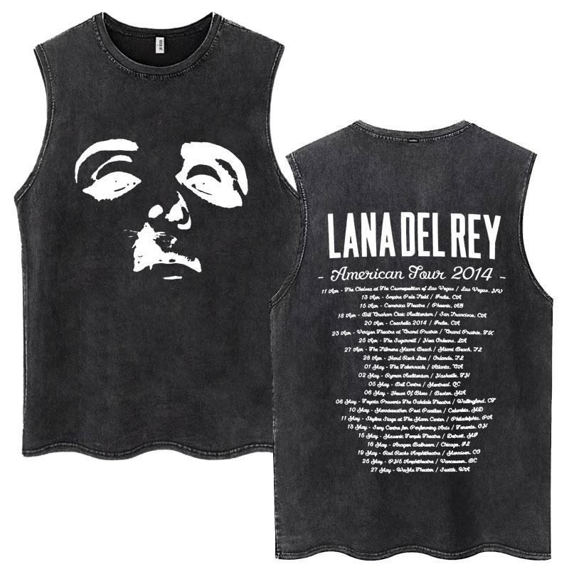 

Lana Del Rey Graphic Print Wash Tank Tops Vintage Style Men Women T-shirt Hip Hop Cotton Oversized Sleeveless T Shirt M