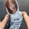 Retro Hoodies Tees For Women Sexy Tops Sleeveless Girls Y2K Tops Letters Cycling Tees Workout Street Wear Gym Sports Fitness Tops