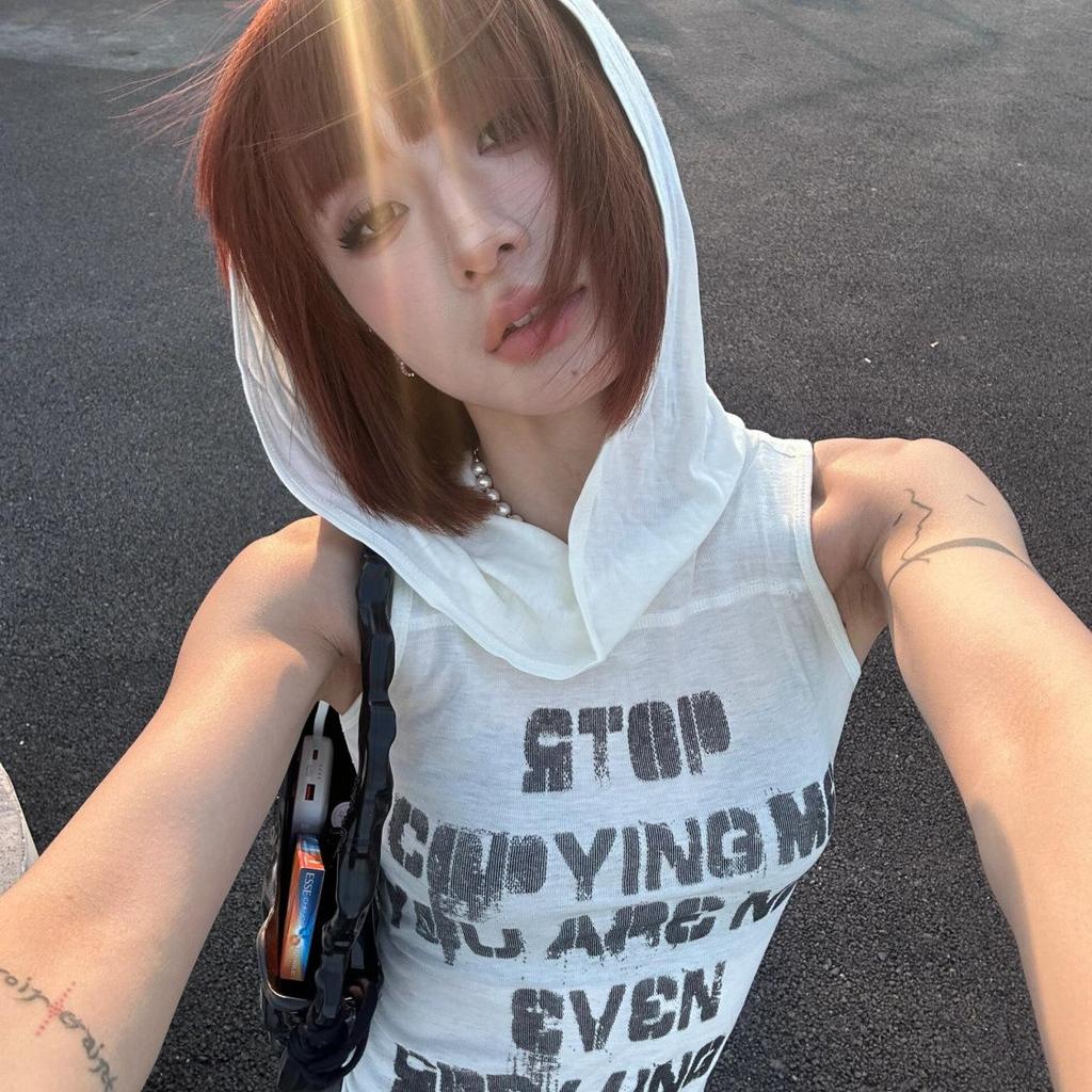 Retro Hoodies Tees For Women Sexy Tops Sleeveless Girls Y2K Tops Letters Cycling Tees Workout Street Wear Gym Sports Fitness Tops