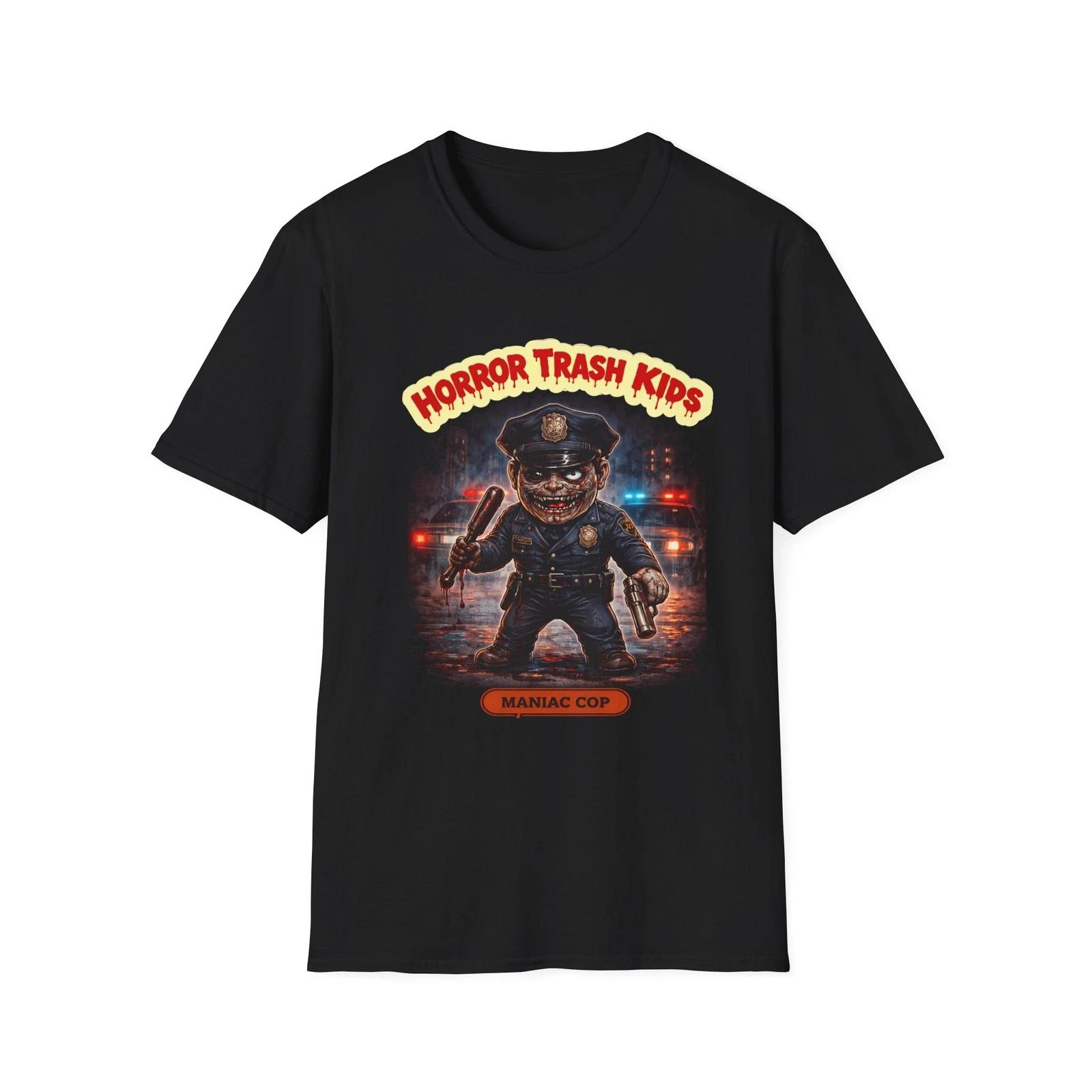 Horror Trash Kids Maniac cop T-Shirt | Creepy character tee XL