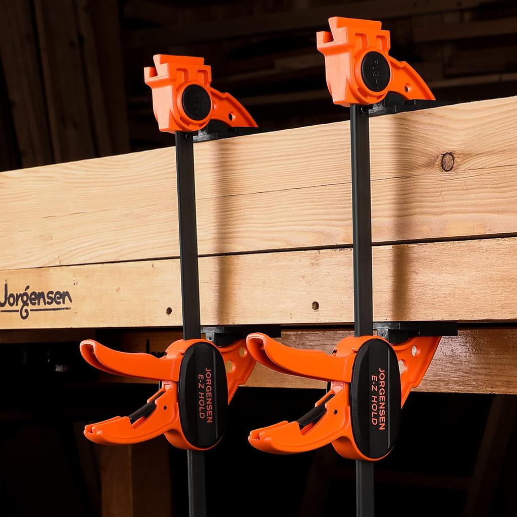 JORGENSEN Clamp F Clamp Quick Bar Clamp 300mm Set of 2 Maximum Tightening Force 68kg Set Quick Release Lever Resin Protective Pad Wood Strong Fixation