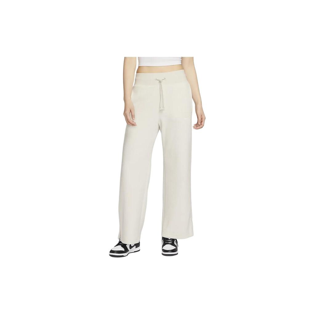Nike Sportswear Phoenix Fleece Solid Color High Rise Lace Up Wide Leg Fleece Lined Loose Fit Casual Pants Women's Ecru FN3623-104