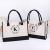 Custom Lace Initial Canvas Tote Bag