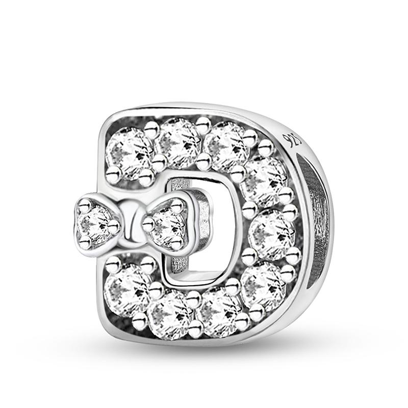 Copper Butterfly Knot Letter Series Zircon Charms Bead Fit Original Pan Bracelet Bangle Diy Jewelry For Women Gift