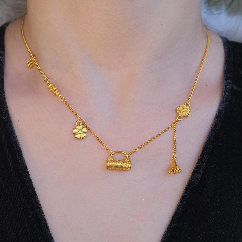 Flower safety lock necklace light luxury high sense collarbone chain temperament versatile item decoration