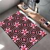Geometric Pink and Black Pattern Carpet for Modern Living Room Decor Suitable for use as an anti-slip for living room bedroom sofas