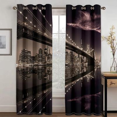 Natural Scenery Scenery Haiyun City Thin Curtains Living Room Bedroom Decoration