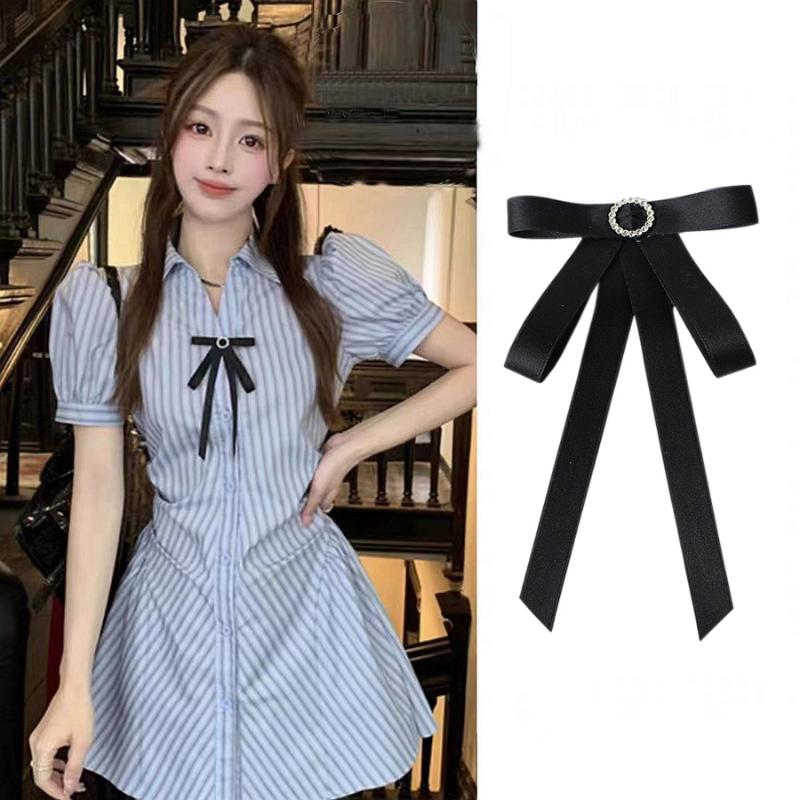 Black Bow Tie Rhinestone Bowknot Brooches For Women Shirt Collar Corsage Jewelry Clothing & Accessories