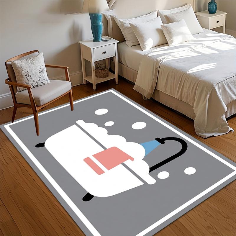 

Cute Cartoon Bathtub Pattern Area Rug Soft Anti Slip Kids Play Mat for Cozy Nursery Bedroom Living Room Entryway 40X60cm