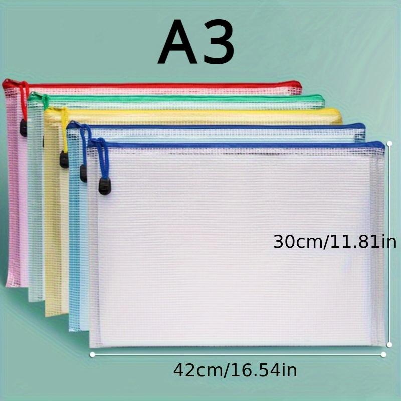 5-Pack A3 Oversize PVC Zippered Waterproof Project Folders,Color Coded Document Storage Bags, Multi-Purpose Artwork & Organizers