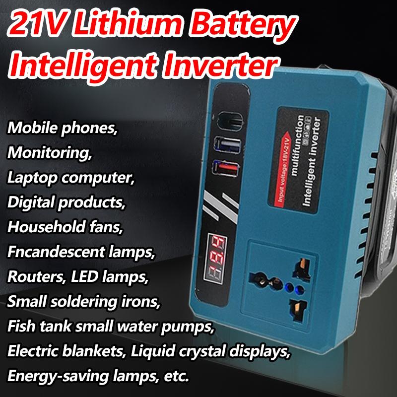 Dual Port 150W Portable Power Inverter Intelligent Converter 220V + 3 Usb 21V For Makita Battery