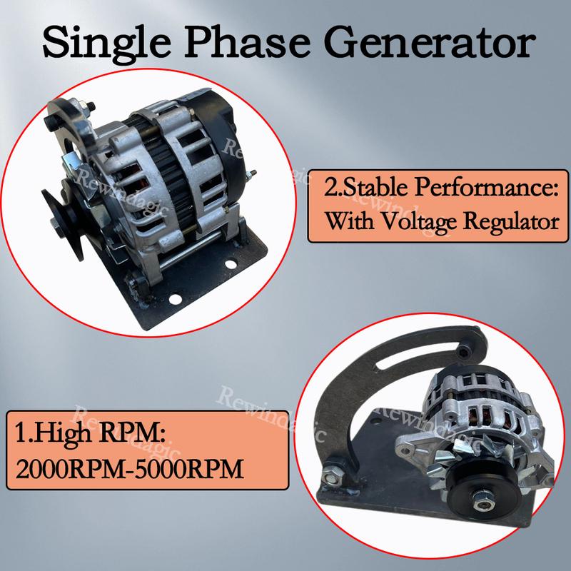 Alternador de Imán Permanente Dinamo de Cobre Puro 220V 240V Monofásico 5KW 4KW 3KW 2KW 2000RPM-5000RPM Generador para Uso en Carga Doméstica