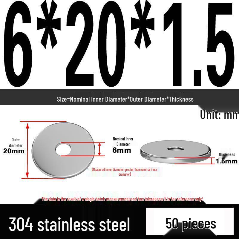 Thickened 304 Stainless Steel Flat Washer Spacer (M2-M36)
