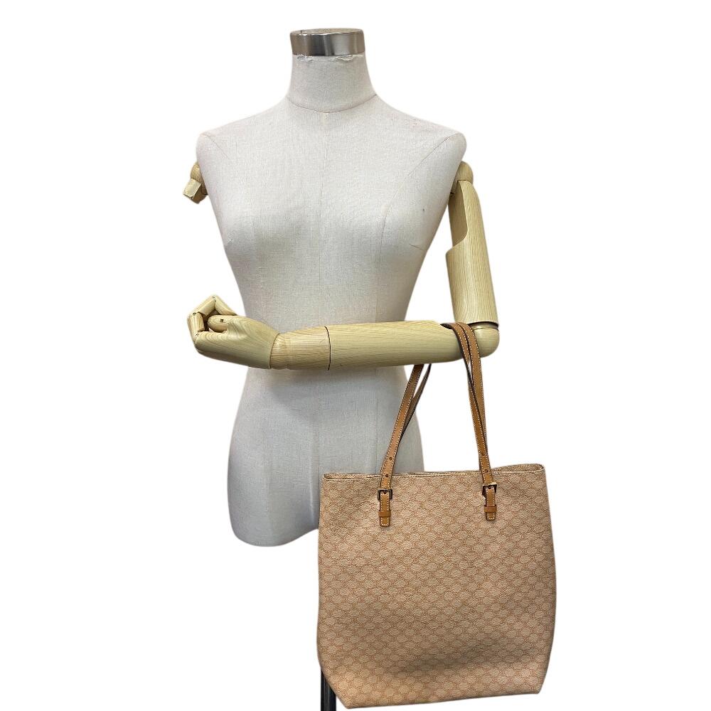 CELINE Vintage Shoulder Macadam PVC Tote Bag beige PVC Used