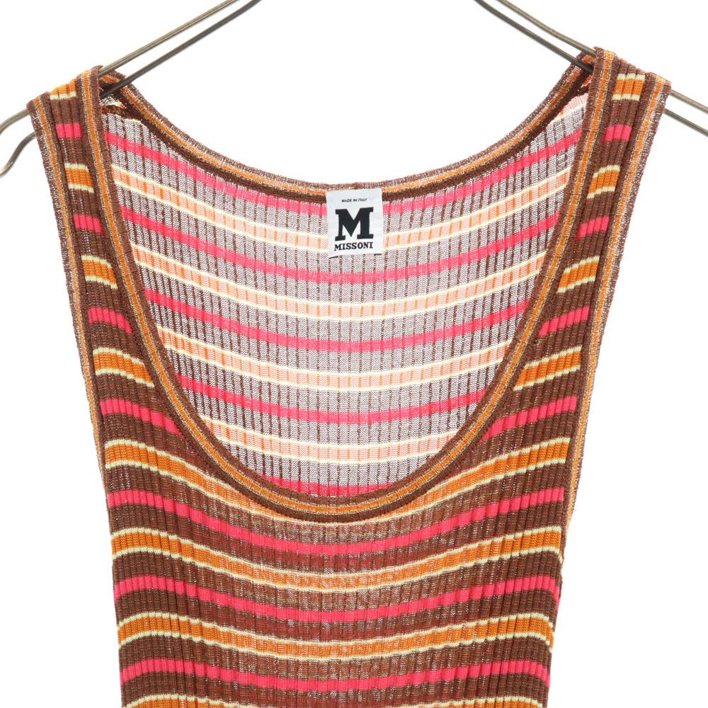 Missoni Made In Italy Border Pattern No Sleeve Knit One Piece 42 Women Used