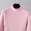 Women Autumn Winter High Neck Long Sleeve Solid Color Slim Knit High Waist Chic Dress