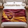 AS Roma FC Printed Flannel Blanket Custom Name Text Soft Warm Throw For Bedroom Holiday Gift