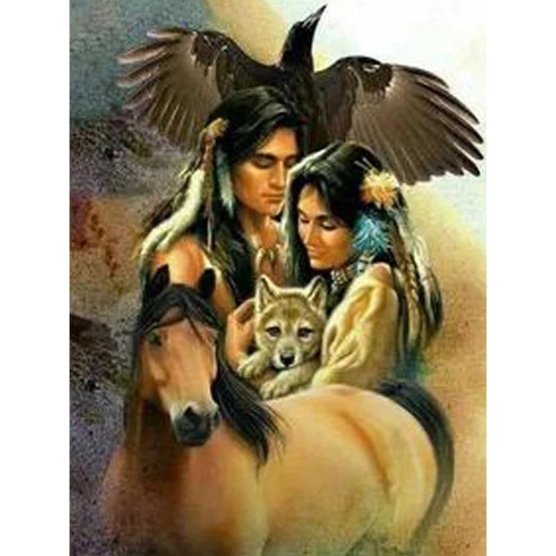 New 5D DIY Diamond Painting Indians Diamond Embroidery Scenery Cross Stitch Full Round Drill Craft Home Decor Manual Gift