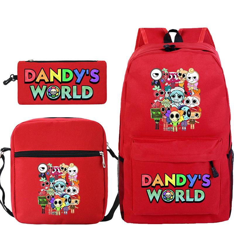 Neue Dandy-Welt Peripherie Druck Schultasche Student Lässige Federtasche Umhängetasche Dreiteiliges Set