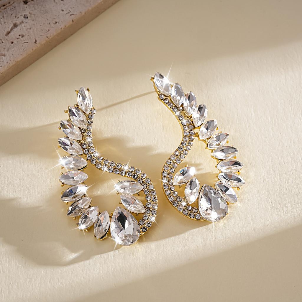 European and American Silver Needle Diamond-encrusted Round Fringed Stud Earrings French Light Luxury Earrings Niche Design Earrings