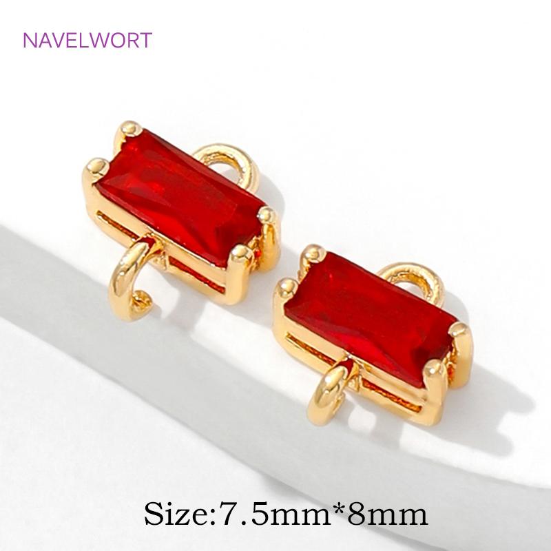 7.5mm*8mm 18K Gold Plated Brass Square Crystal Glass Connector Charms,Connectors For Jewelry,DIY Jewelry Making Materials