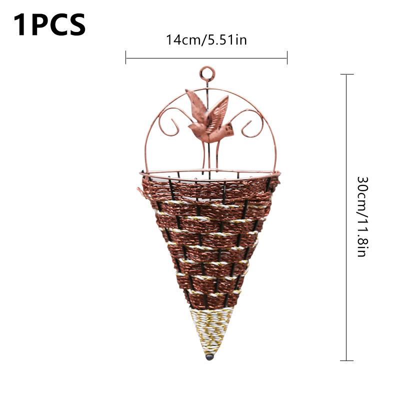 Wall Mounted Triangular Plant Basket for Indoor Outdoor Wall Decor