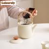 Exquisite Cream Yellow Ceramic Tea Pot Candle Heating Tea Warmer Base Tea Maker Baking Stove Boiling Water Kettle Furnace Holder