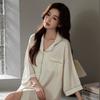 Women’s Ice Silk Pajama Spring Autumn Long Sleeve Cute Lightweight Loungewear Summer Homewear