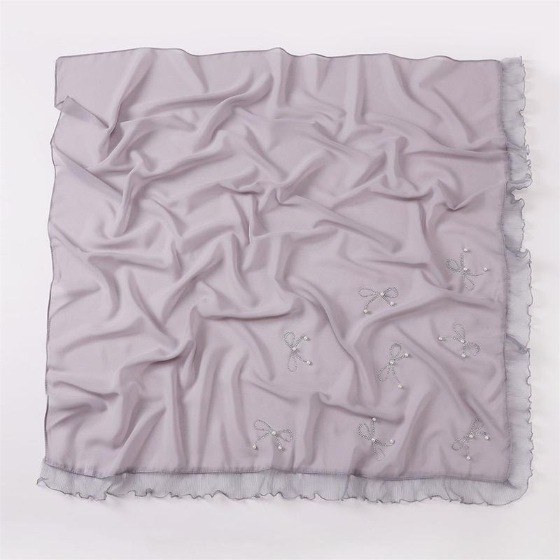 Muslim Chiffon Plain Bubble Pearl Square Hijab Scarf for Women Hijabs Scarves Jersey Hijabs Islamic Turban Headband Wrap Shawls