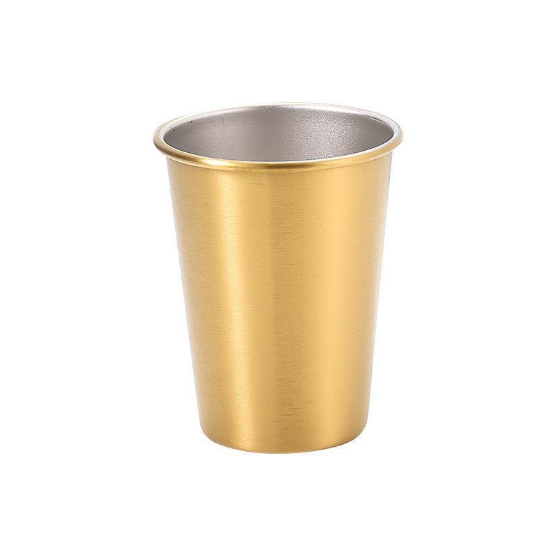 Edelstahlbecher mit Mund, Wasserbecher, Bierbecher, Kaltgetränk, Kaffeebecher, verdickter, lässiger Becher, Peptid, vergoldet, transparenter Becher