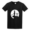 Round Neck Men T Shirtora Inspired Full Moon Silhouette Double Stitch Sleeves and Hem