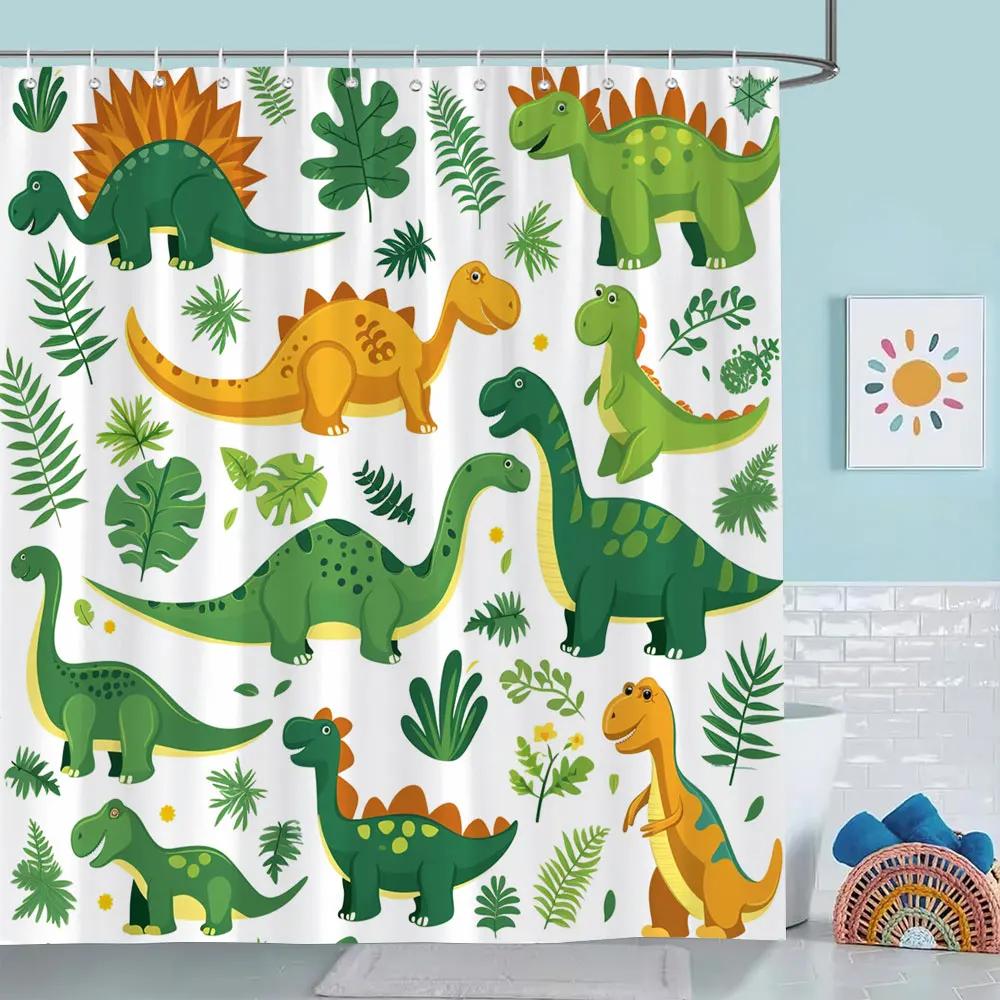 Ocean Cartoon Animal Shower Curtain Pirate Hat Dolphin Sailing Starfish Nautical Polyester Kids Shower Curtains Bathroom Decor