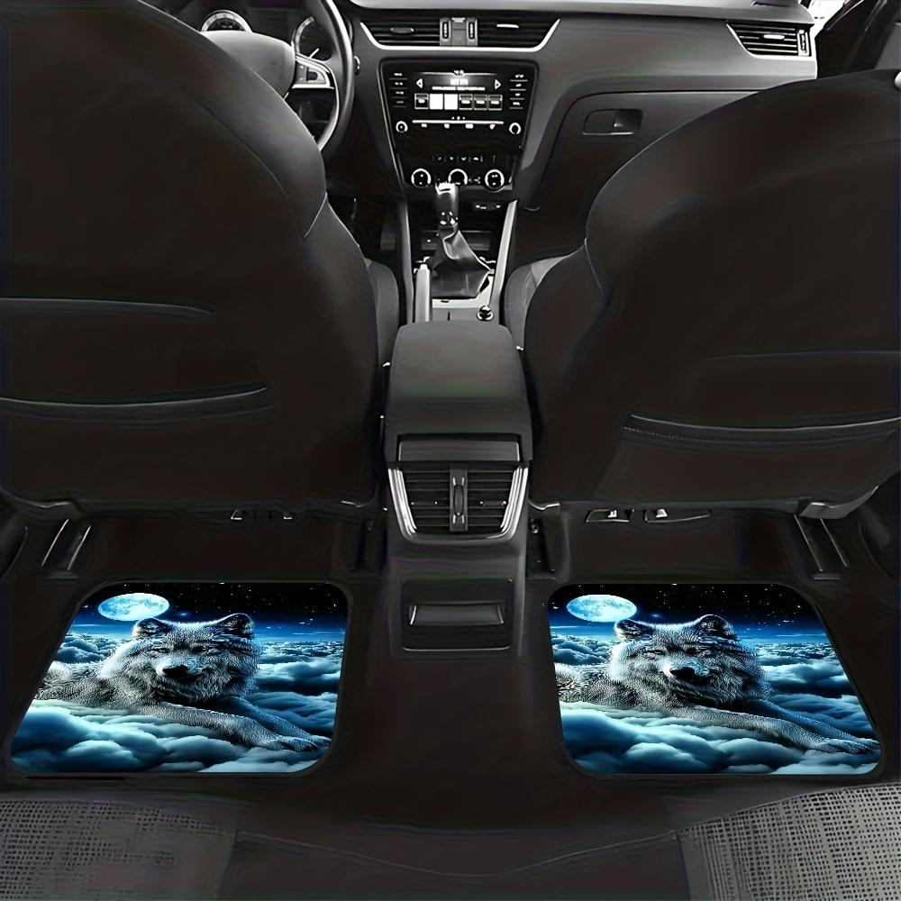4pcs Car Floor Mats Suitable For Suvs Or Pickup Trucks, Presenting Wolf Moon Clouds Design Along With Thoughtful Present Opportunities
