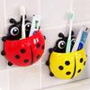 2pcs Ladybug Toothbrush Holder Cute Cartoon Animal Toothbrush Toothpaste Wall Suction Holders Rack for Kids Container Organizer