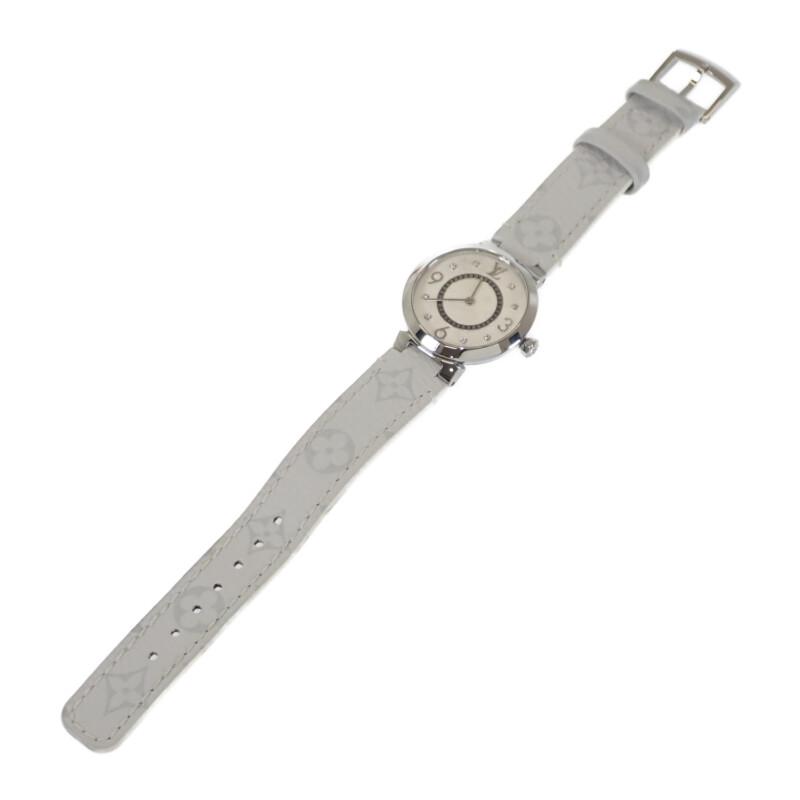 Louis Vuitton Q12MGZ Zegarki Stal nierdzewna/skóra Damski biała tarcza