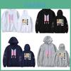 Bts Huvtröja Med Broderad Grafik Bomullsfleece För Ungdomar Vardagskläder