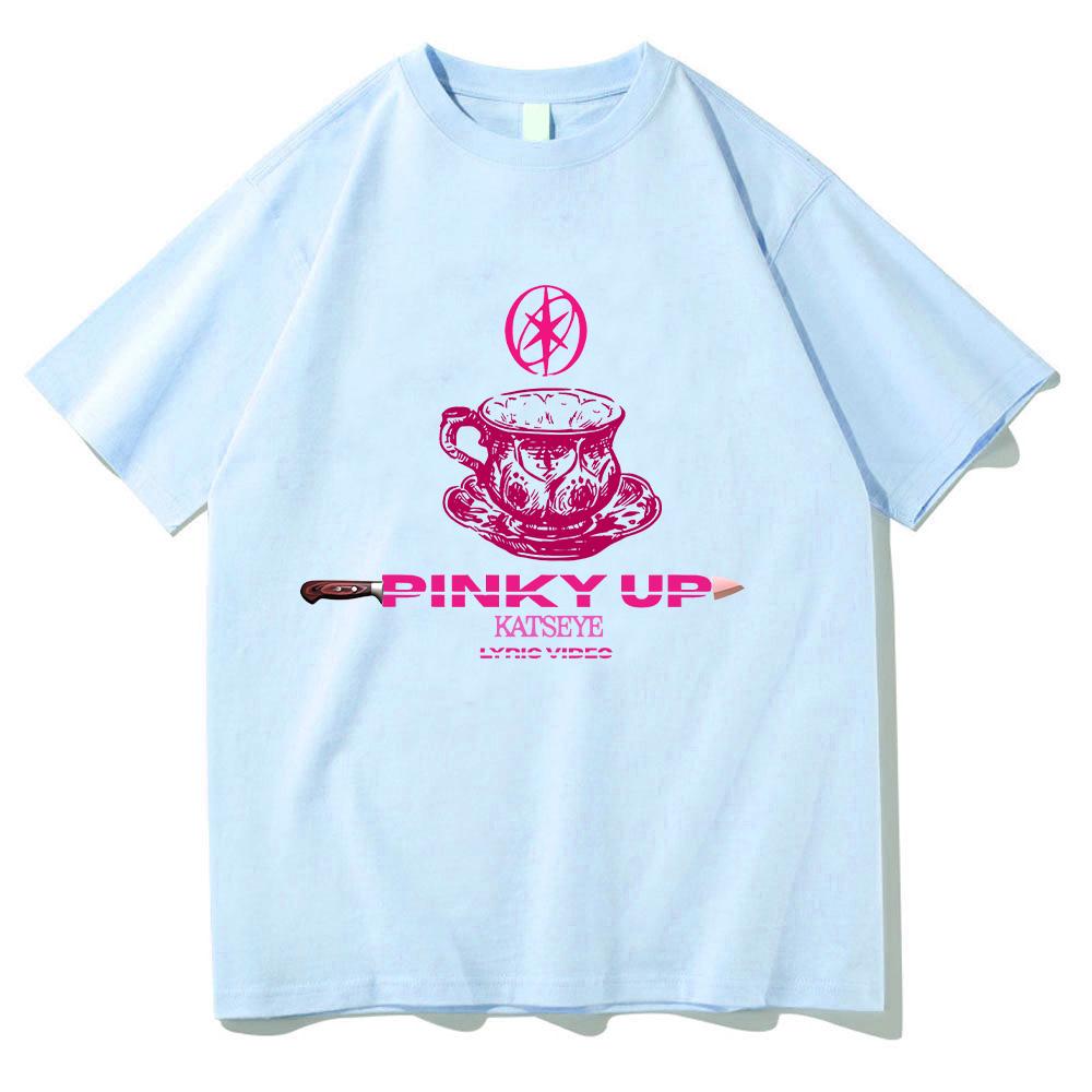 Summer Tops Fashion New 100%Cotton T Shirts KATSEYE PINKY UP T-shirts Women Men Comfortable Breathable Clothing Fans Gift Perfect Y2K Band Tees Funny