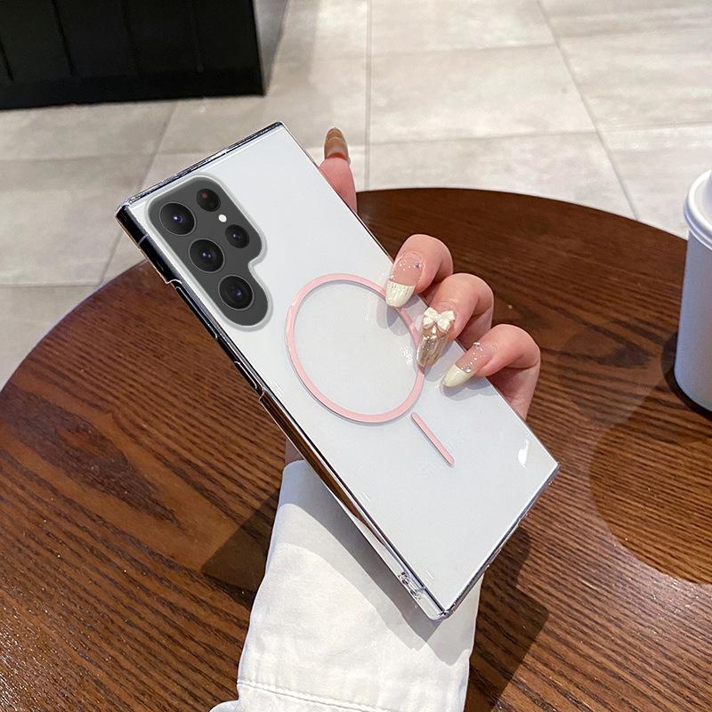 Trendy Thin Ring Magnetic High Permeability Shell Suitable for Samsung S25ULTRA Mobile Phone Case S24P Anti Fall Hard Shell