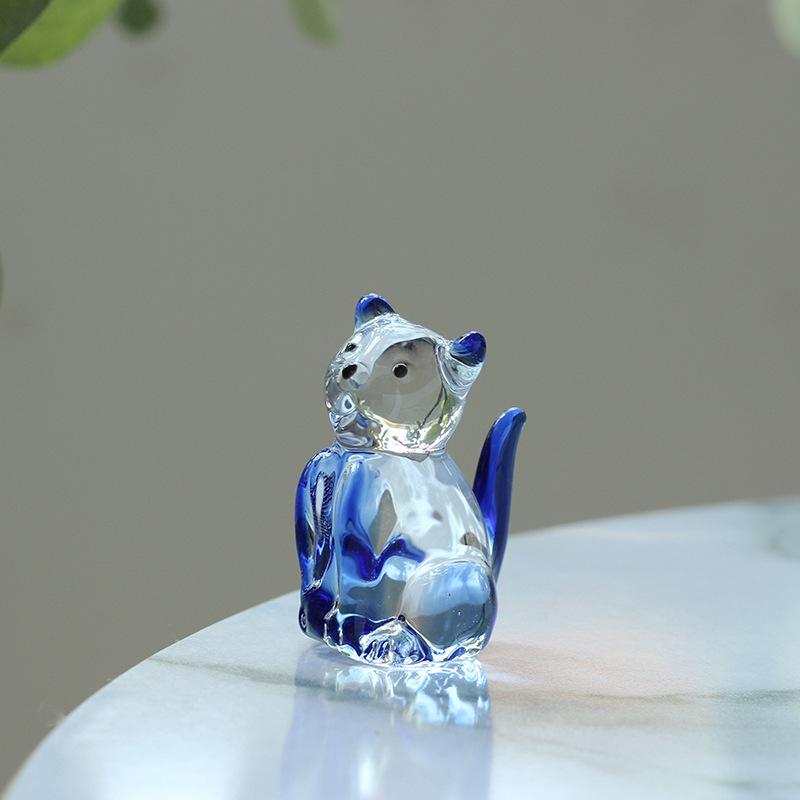 Creative Liuli Zibo Animal Crystal Ornaments: Healing Cat & Dog Glass Handicrafts for Desktop