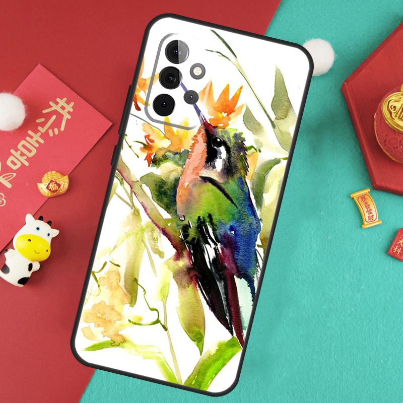 Hummingbird and Flowers Case For Samsung Galaxy A16 A26 A36 A56 A15 A35 A55 A14 A34 A54 A12 A32 A52 A13 A33 A53 A17