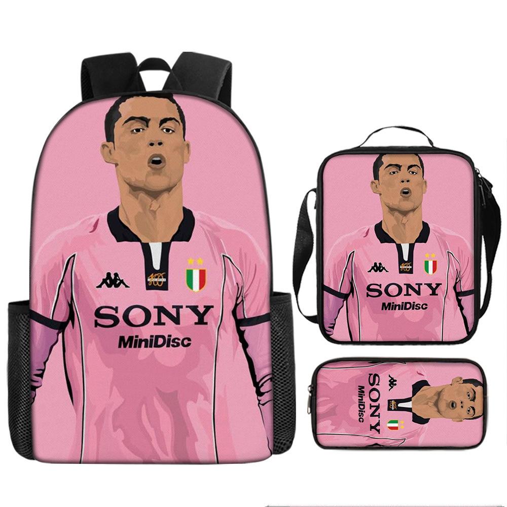Zaino Stampa Stella del Calcio Tre Pezzi Zaino Scolastico per Bambini, Zaino per Studenti delle Scuole Primarie e Secondarie, Astuccio
