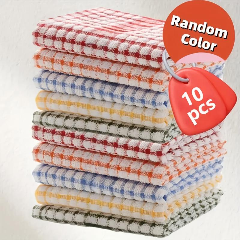 

28X40CM Colorful Plaid Dish Towels Absorbent Reusable Kitchen Cleaning Cloths for Bedroom Bathroom Outdoor Use Cotton Yarn