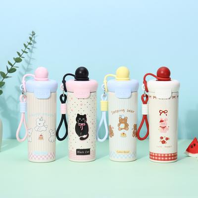 Hochwertiger 316 Edelstahl Schwimmbecher Thermoskanne neue Cartoon Blume Tee Plastik Strohhalmbecher Seilbecher